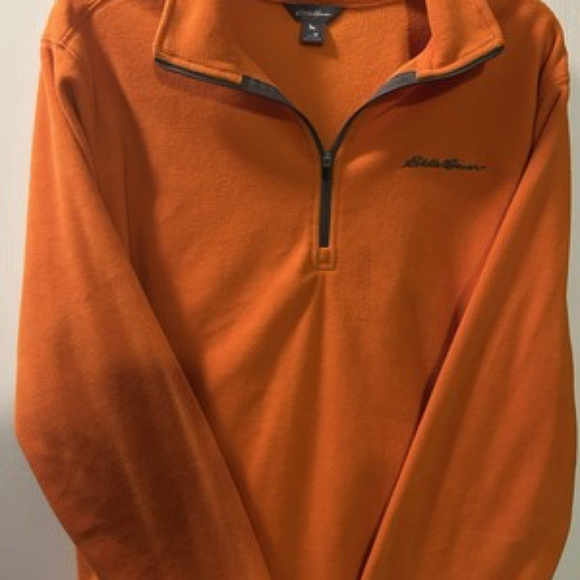 Eddie Bauer Men's Medium Orange Fleece Pullover with zipper. Good used shape. - Picture 1 of 4